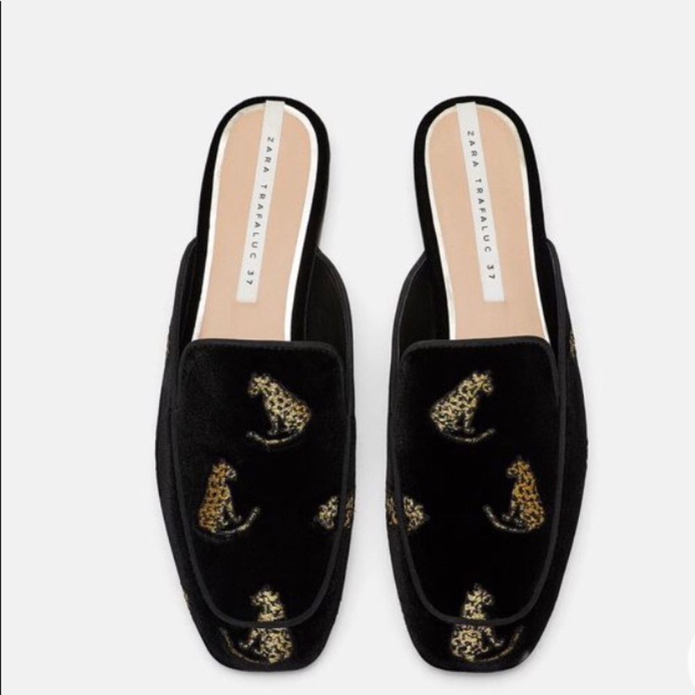 Zara black leopard mules 7.5
